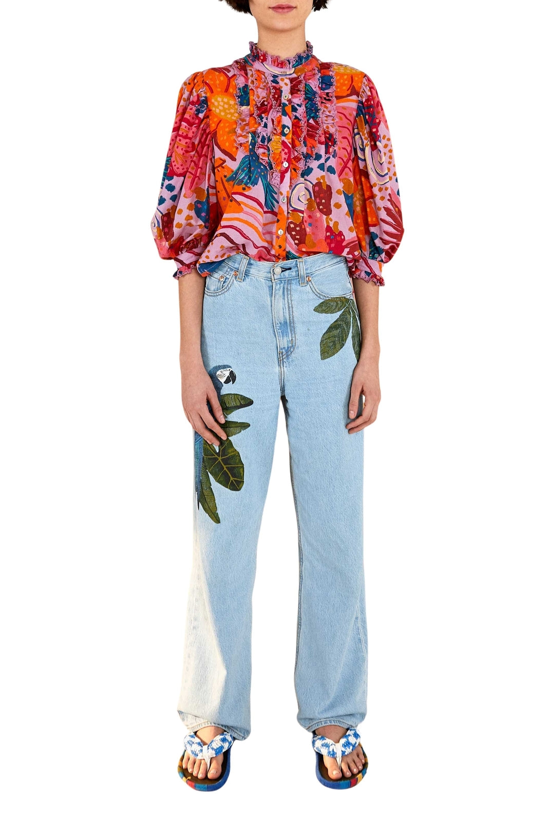 Blouse Colorful Party en coton - Rose