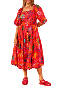 Robe midi Good Vibes en coton - Rouge