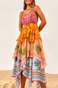 Robe midi Mixed Scarves - Jaune