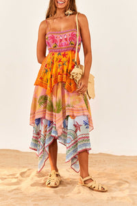 Robe midi Mixed Scarves - Jaune