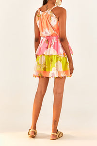 Robe courte Neon Garden en coton - Jaune
