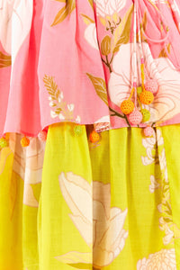 Robe courte Neon Garden en coton - Jaune