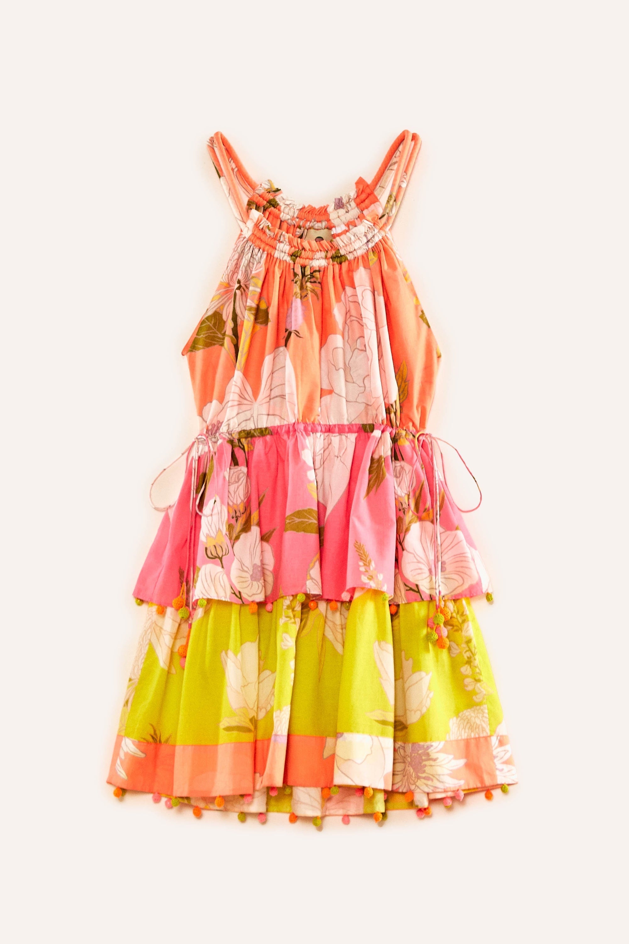 Robe courte Neon Garden en coton - Jaune