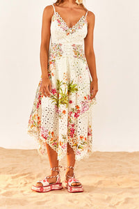 Robe midi Delicate Forest en coton - Beige