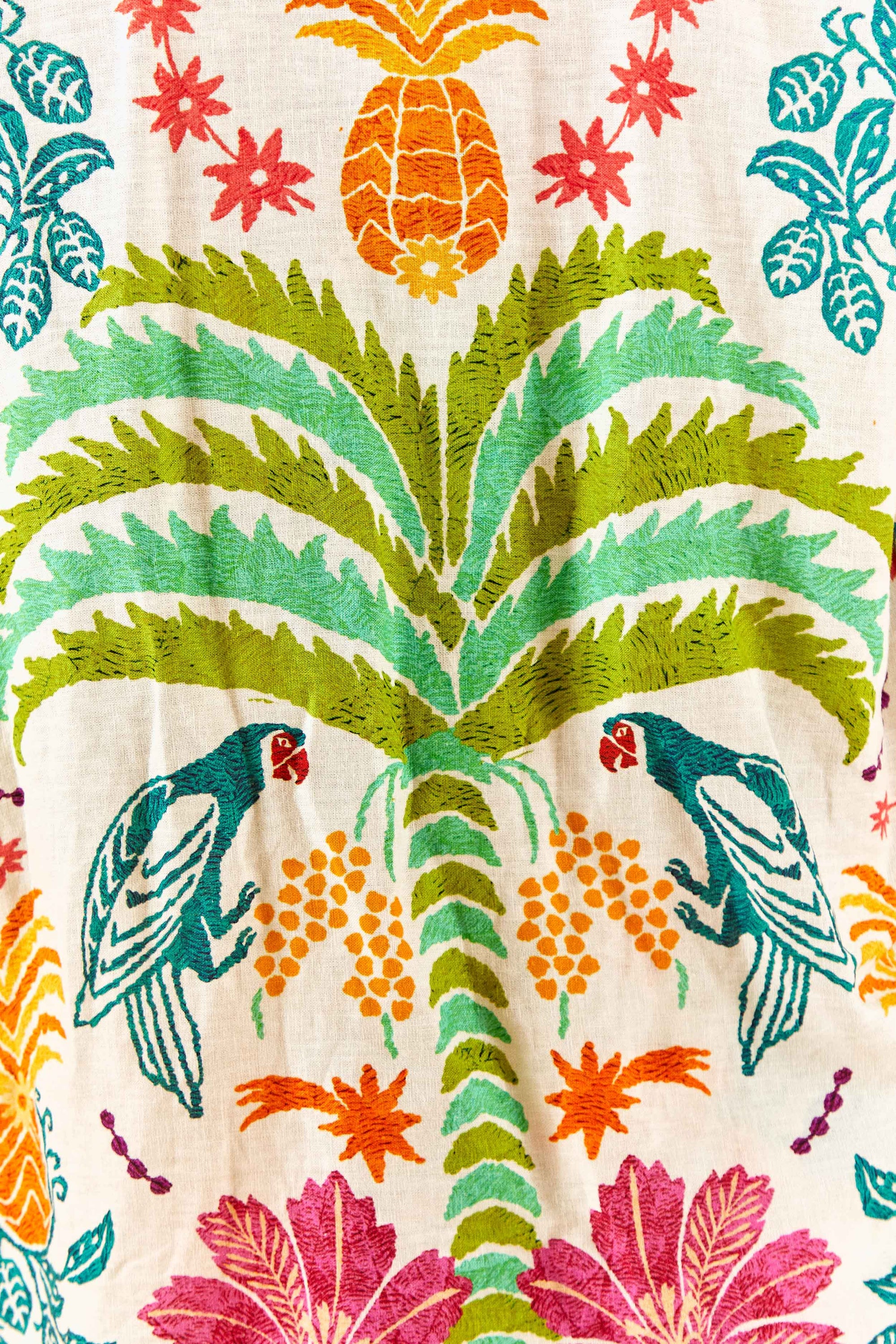 Kimono Fruits Queen en lin - Multicolore