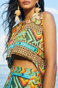 Top court Banana Scarves en lin - Vert