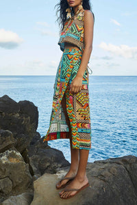 Top court Banana Scarves en lin - Vert