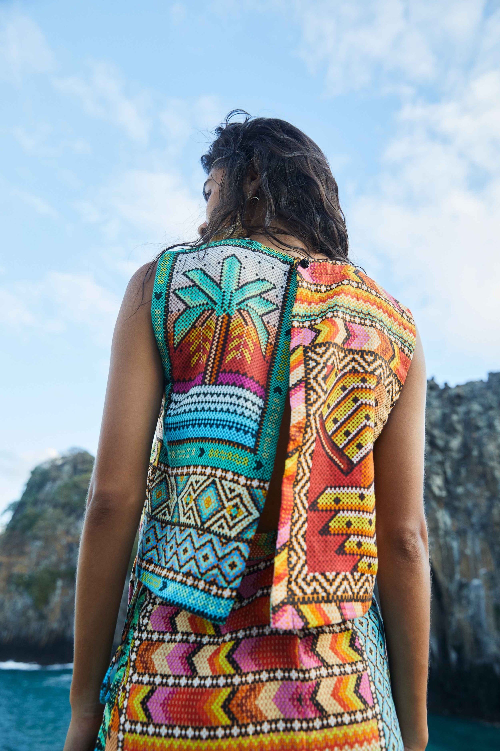 Top court Banana Scarves en lin - Vert