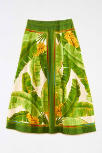 Jupe midi Fresh Forest Scarf en lin - Vert