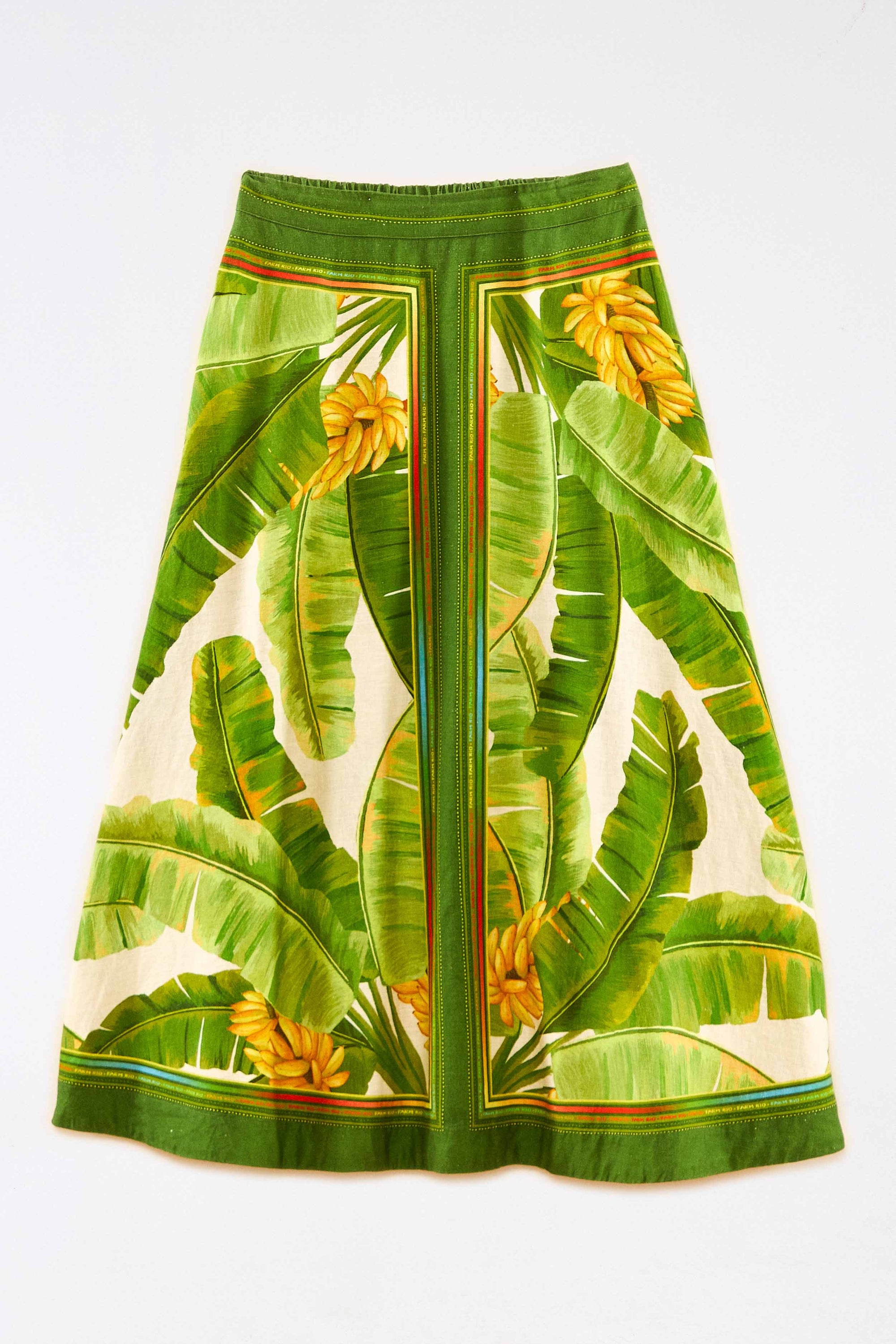 Jupe midi Fresh Forest Scarf en lin - Vert