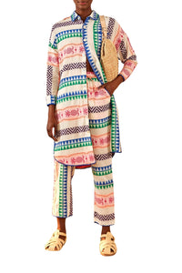Chemise longue en jacquard Ananas en coton - Multicolor