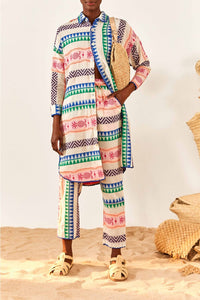 Chemise longue en jacquard Ananas en coton - Multicolor