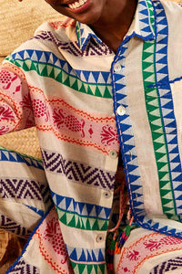 Chemise longue en jacquard Ananas en coton - Multicolor