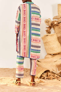 Chemise longue en jacquard Ananas en coton - Multicolor