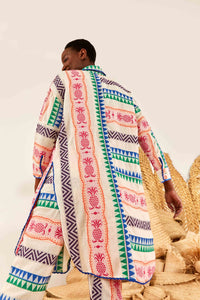 Chemise longue en jacquard Ananas en coton - Multicolor