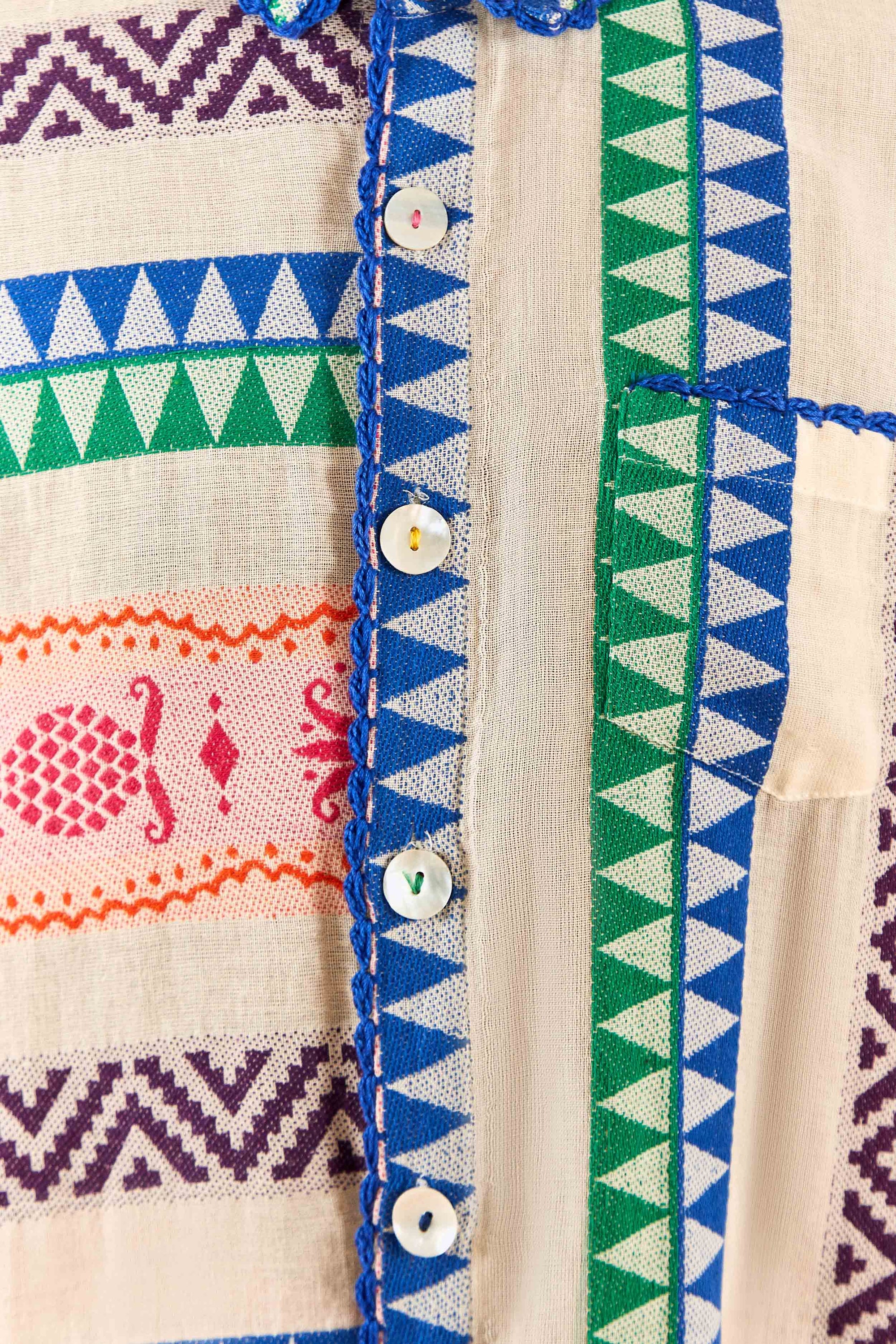 Chemise longue en jacquard Ananas en coton - Multicolor
