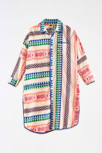 Chemise longue en jacquard Ananas en coton - Multicolor