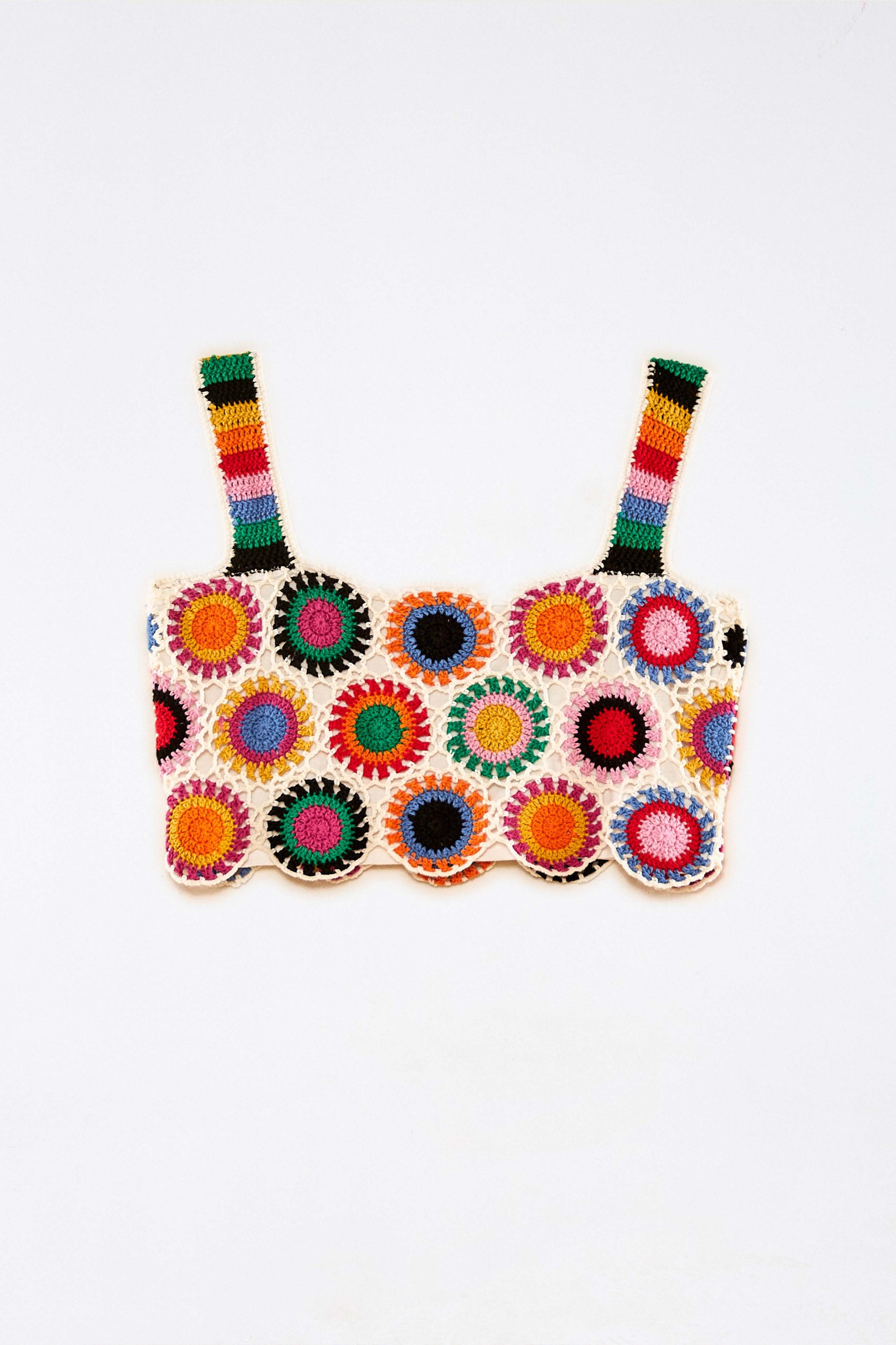 Top crochet Arc-en-ciel en coton - Multicolore