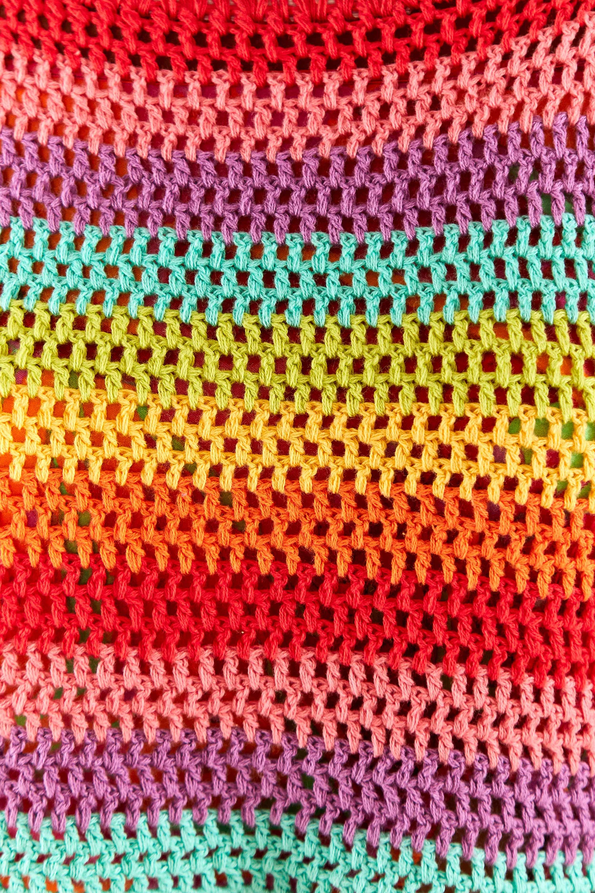 Pull à manches bouffantes en crochet - Multicolore
