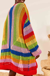 Cardigan en crochet en coton - Multicolore
