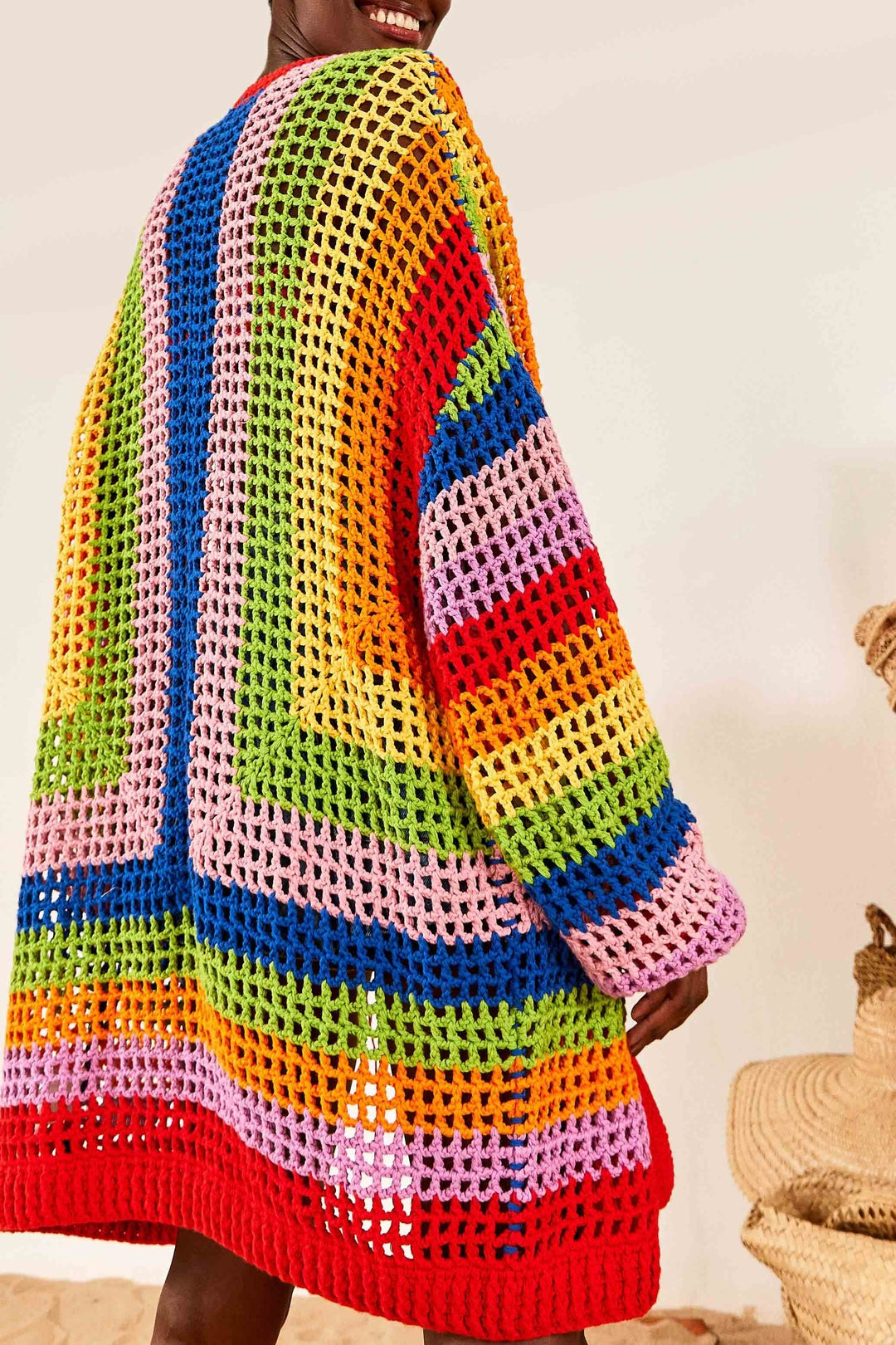 Cardigan en crochet en coton - Multicolore