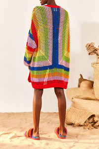 Cardigan en crochet en coton - Multicolore