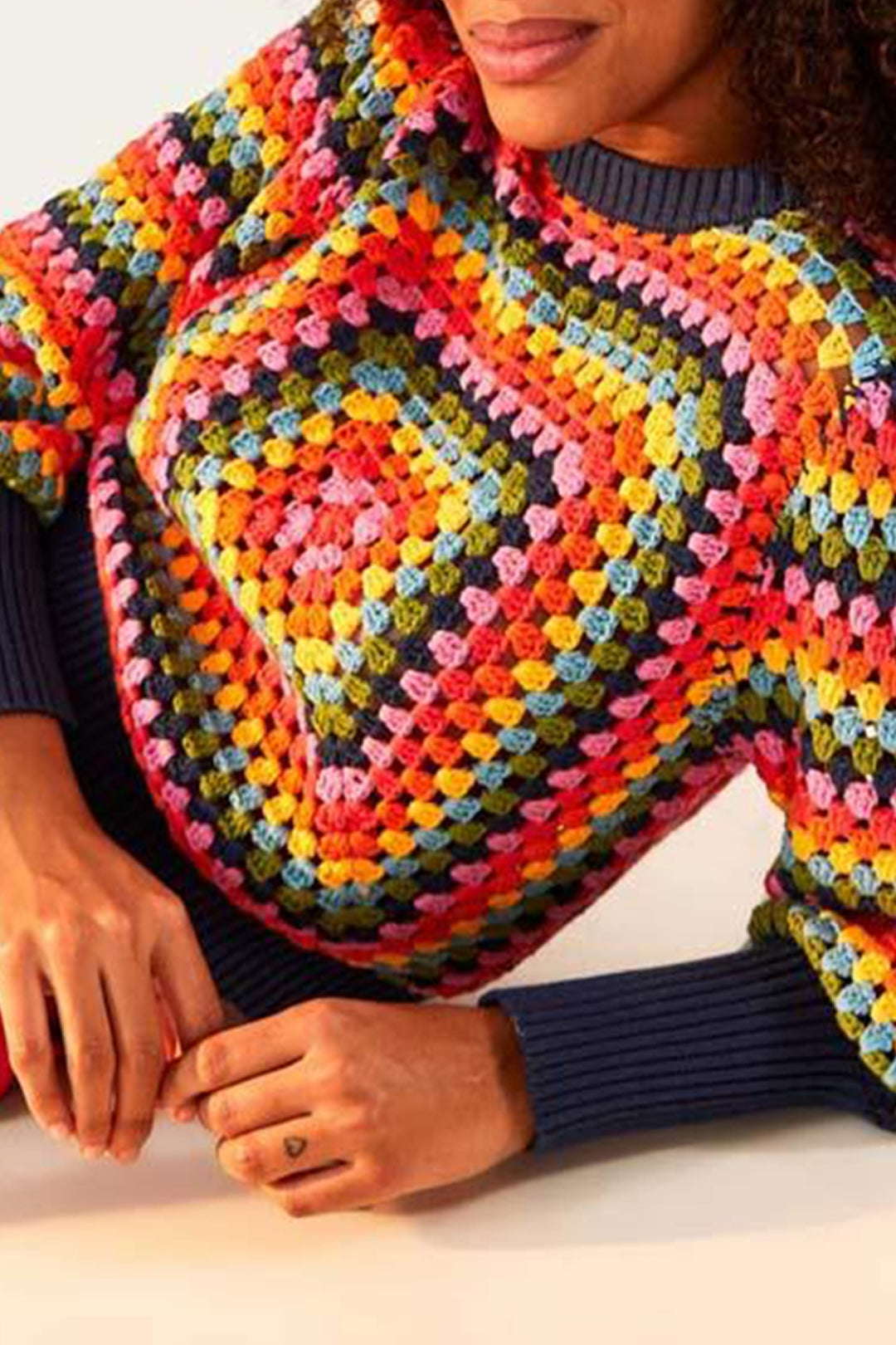 Pull Sunset Stripes en crochet en coton - Multicolore