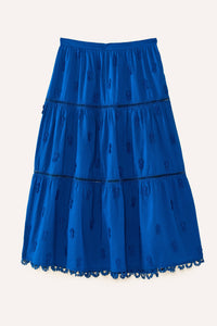 Jupe midi Ananas en coton - Bleu