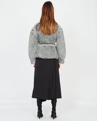 Veste trapèze en denim délavé - Gris Clair