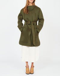 Manteau ceinturé en néoprène - Bronze khaki