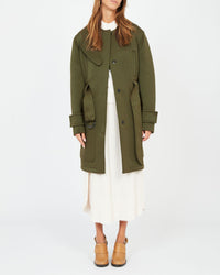 Manteau ceinturé en néoprène - Bronze khaki
