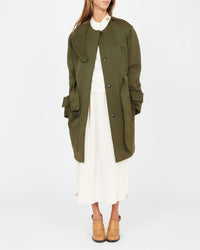 Manteau ceinturé en néoprène - Bronze khaki
