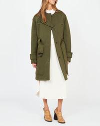 Manteau ceinturé en néoprène - Bronze khaki
