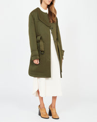 Manteau ceinturé en néoprène - Bronze khaki