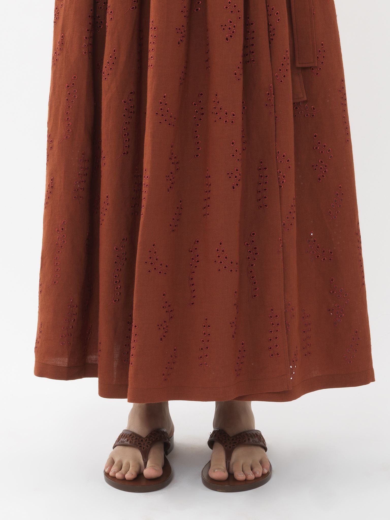 Jupe maxi portefeuille Paloma Chloé x Eres en lin - Red Ochre