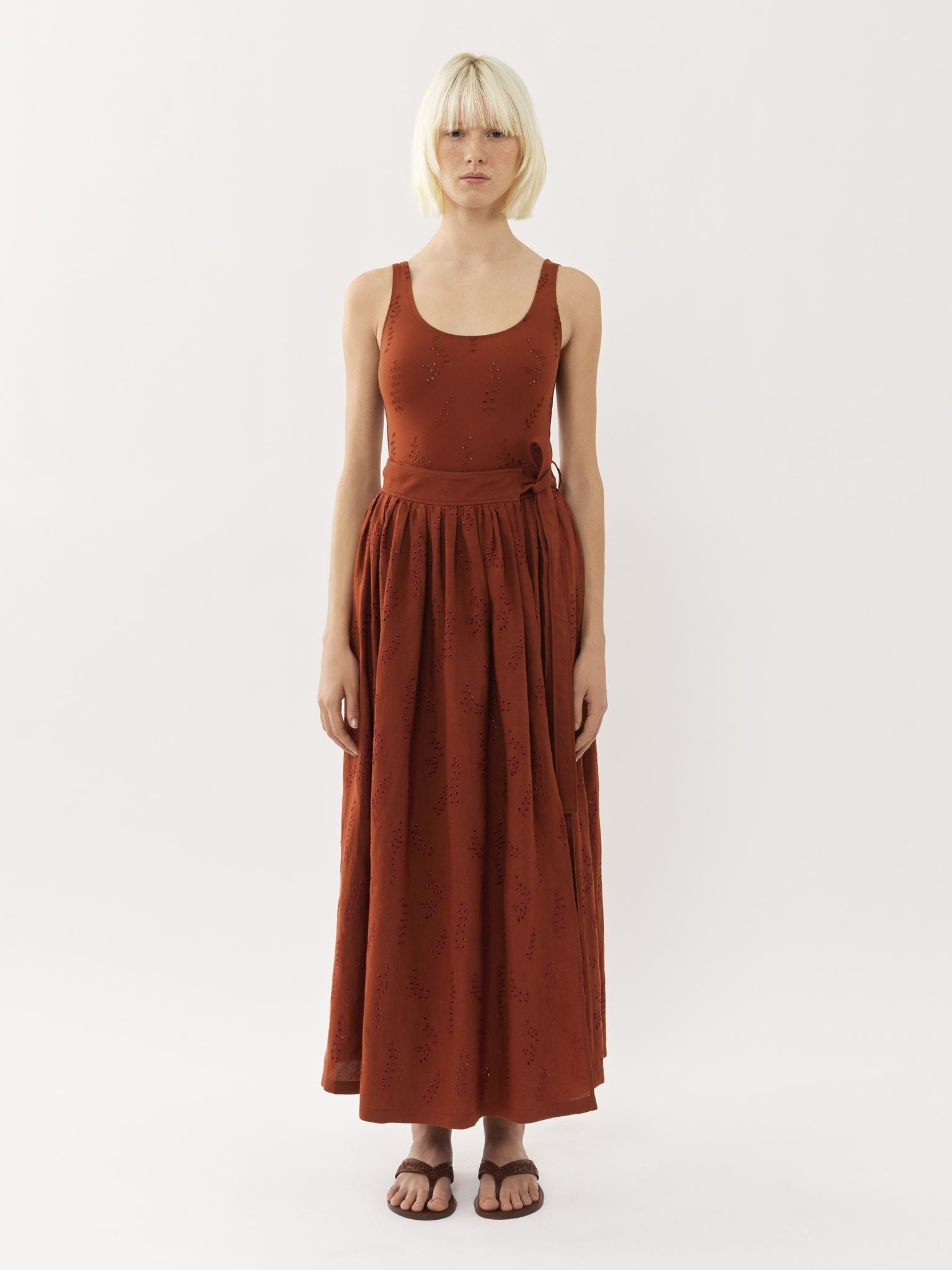 Jupe maxi portefeuille Paloma Chloé x Eres en lin - Red Ochre