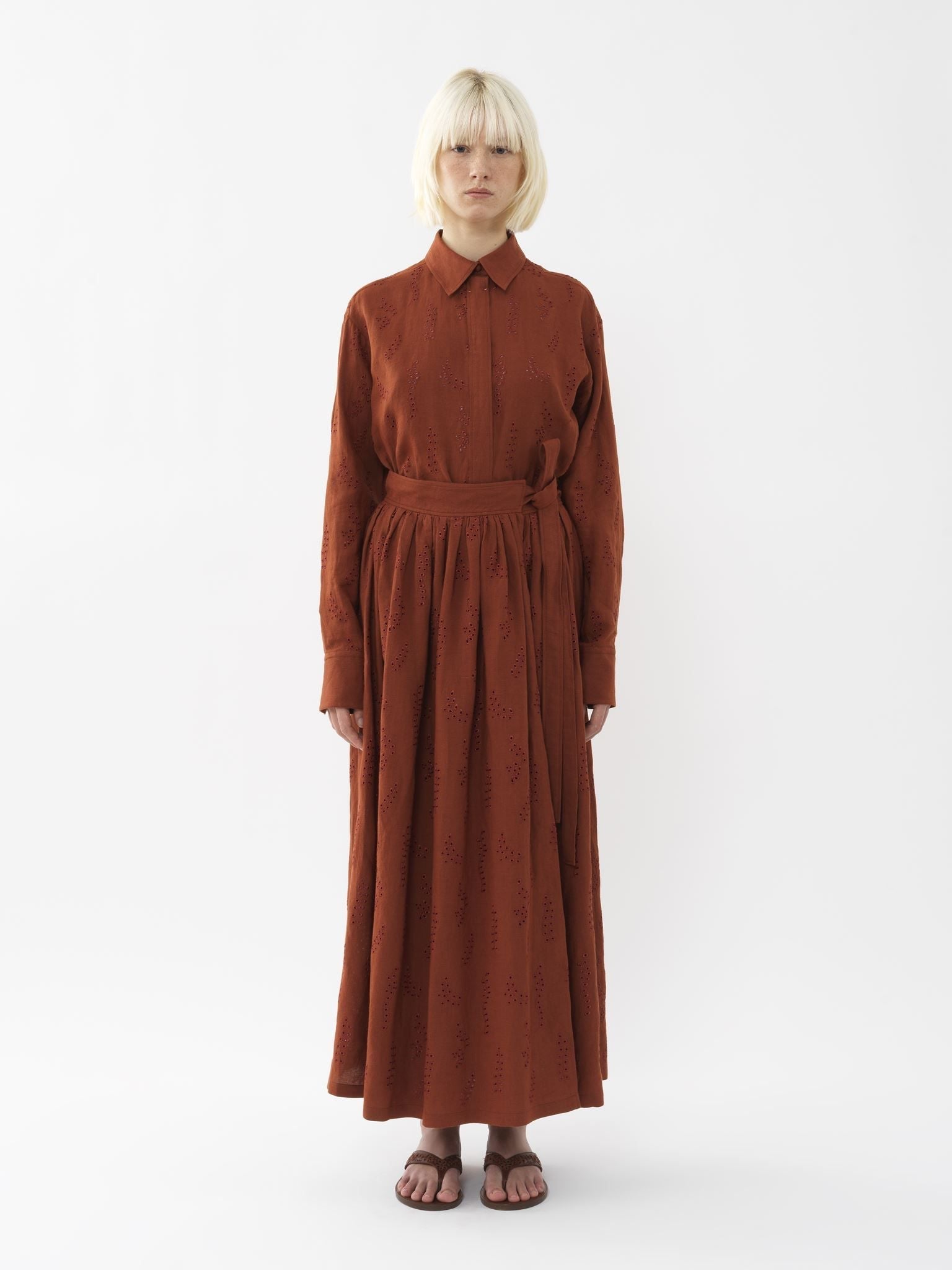 Jupe maxi portefeuille Paloma Chloé x Eres en lin - Red Ochre