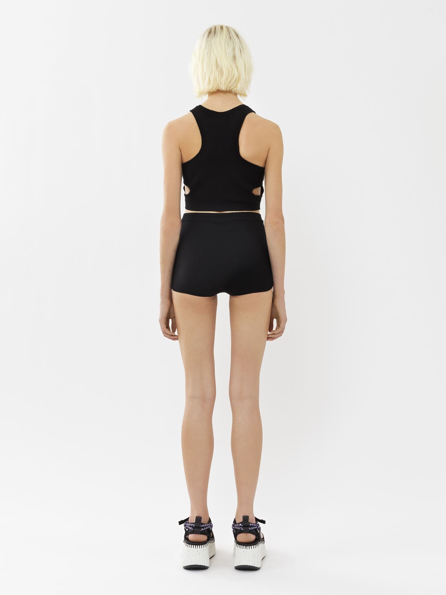 Shorty taille haute en laine - Noir