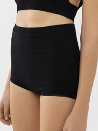 Shorty taille haute en laine - Noir