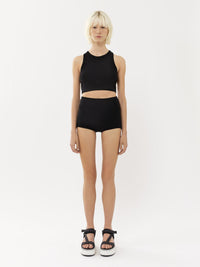 Shorty taille haute en laine - Noir