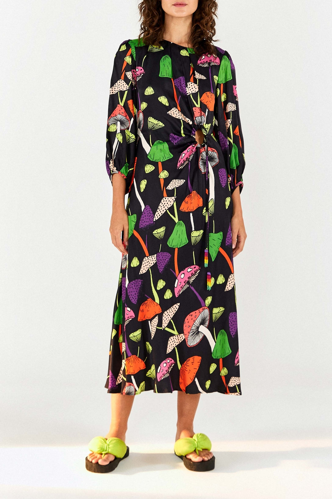 Robe midi Mushrooms Piping - Multicolore