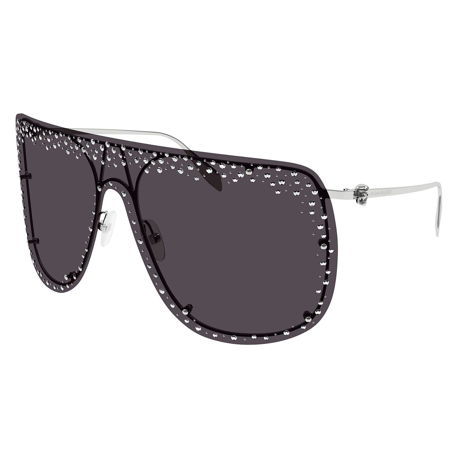 AM0313S Silver metal & black diamond strass Sunglasses - Shiny Silver & Black