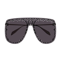 AM0313S Silver metal & black diamond strass Sunglasses - Shiny Silver & Black