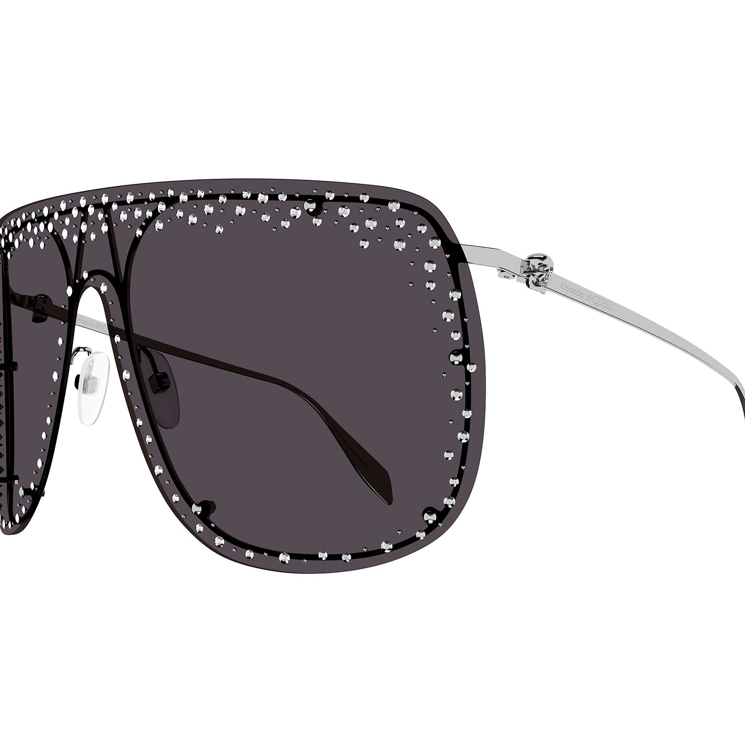 AM0313S Silver metal & black diamond strass Sunglasses - Shiny Silver & Black