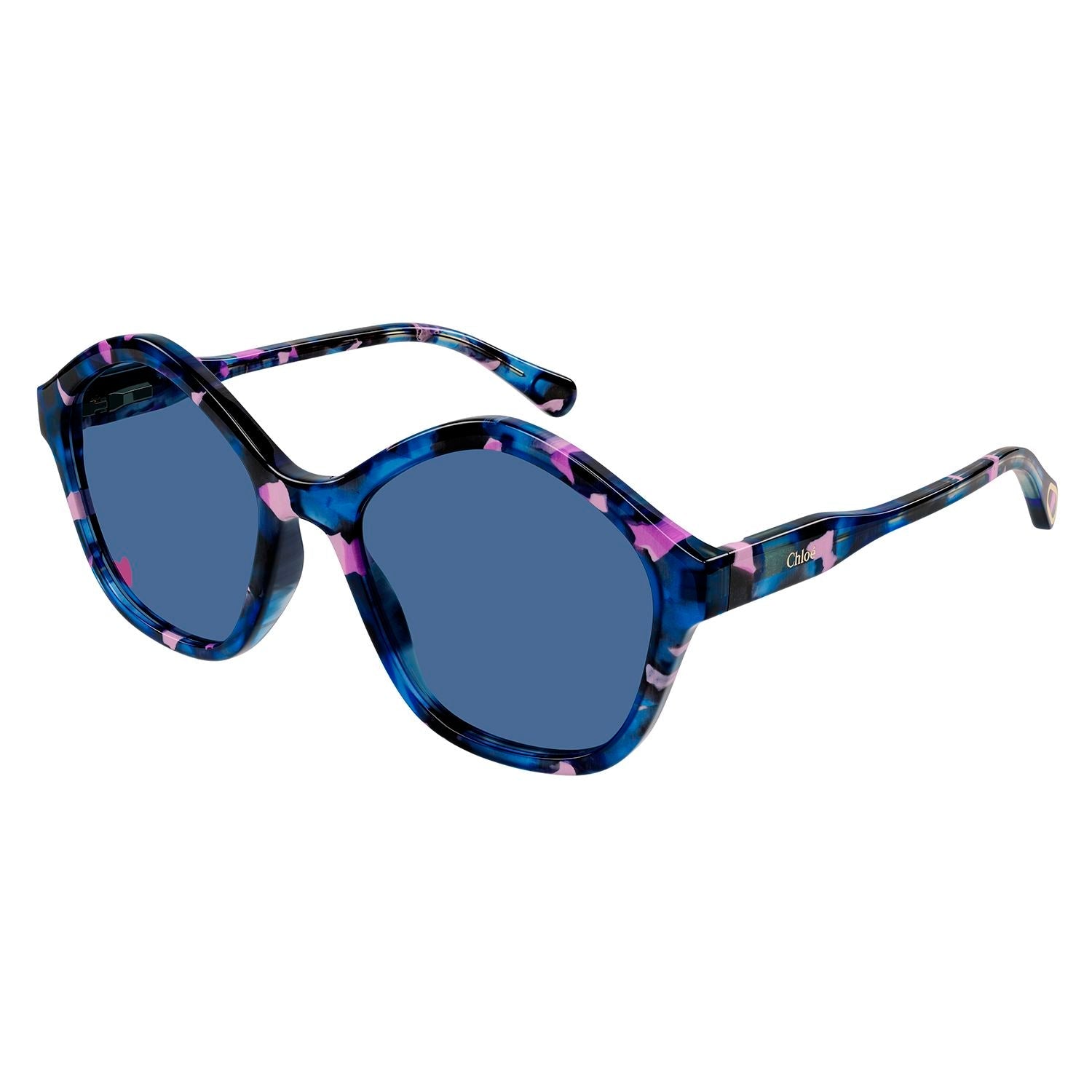 CC0010S Havana recycled acetate Sunglasses - Shiny Transparent Blue & Viollet & Rose Havana