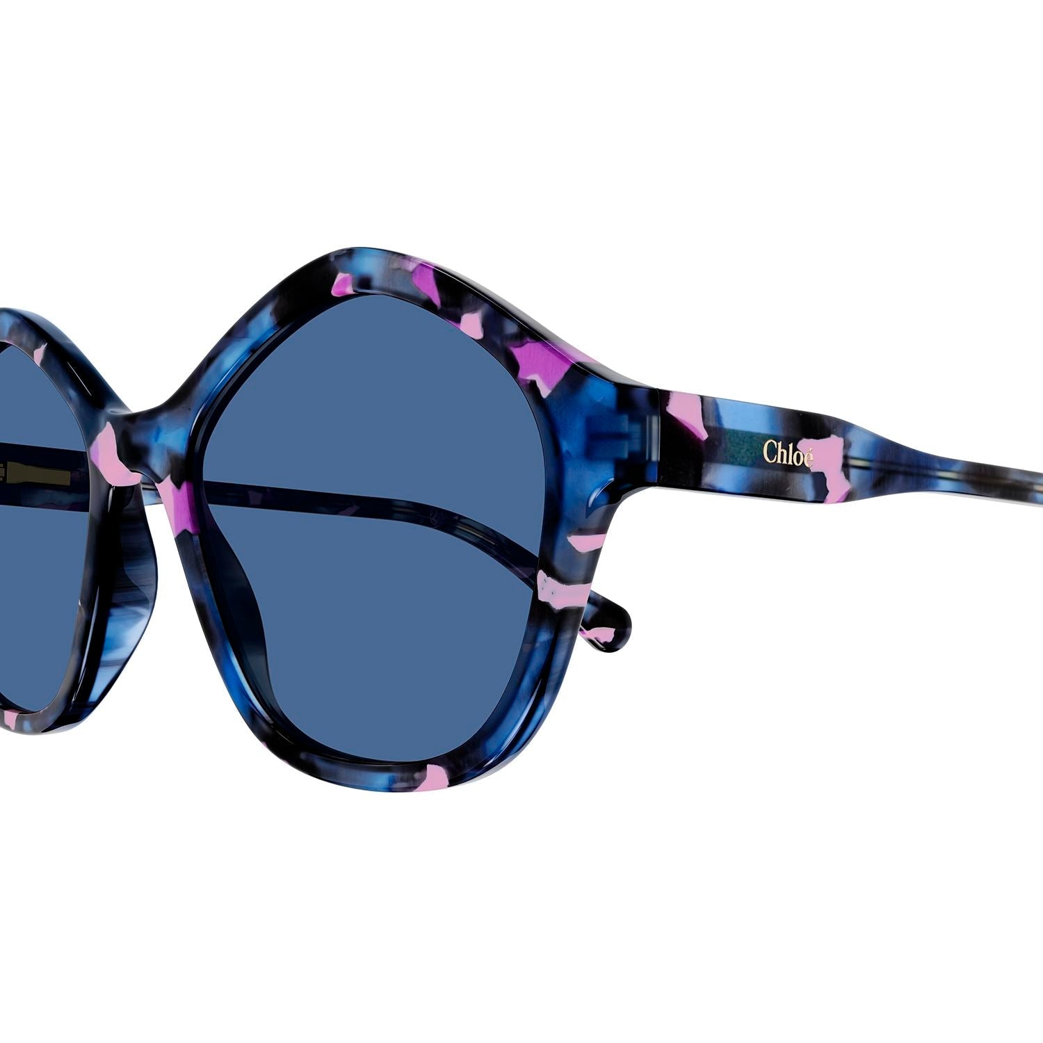 CC0010S Havana recycled acetate Sunglasses - Shiny Transparent Blue & Viollet & Rose Havana