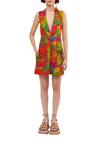 Robe courte Urban Jungle en lin - Multicolore