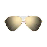 AA0067S Gold leather cover & bridge metal Sunglasses - Shiny Light Gold