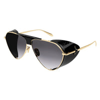 AA0067S Gold leather cover & bridge metal Sunglasses - Shiny Light Gold & Black Ayers