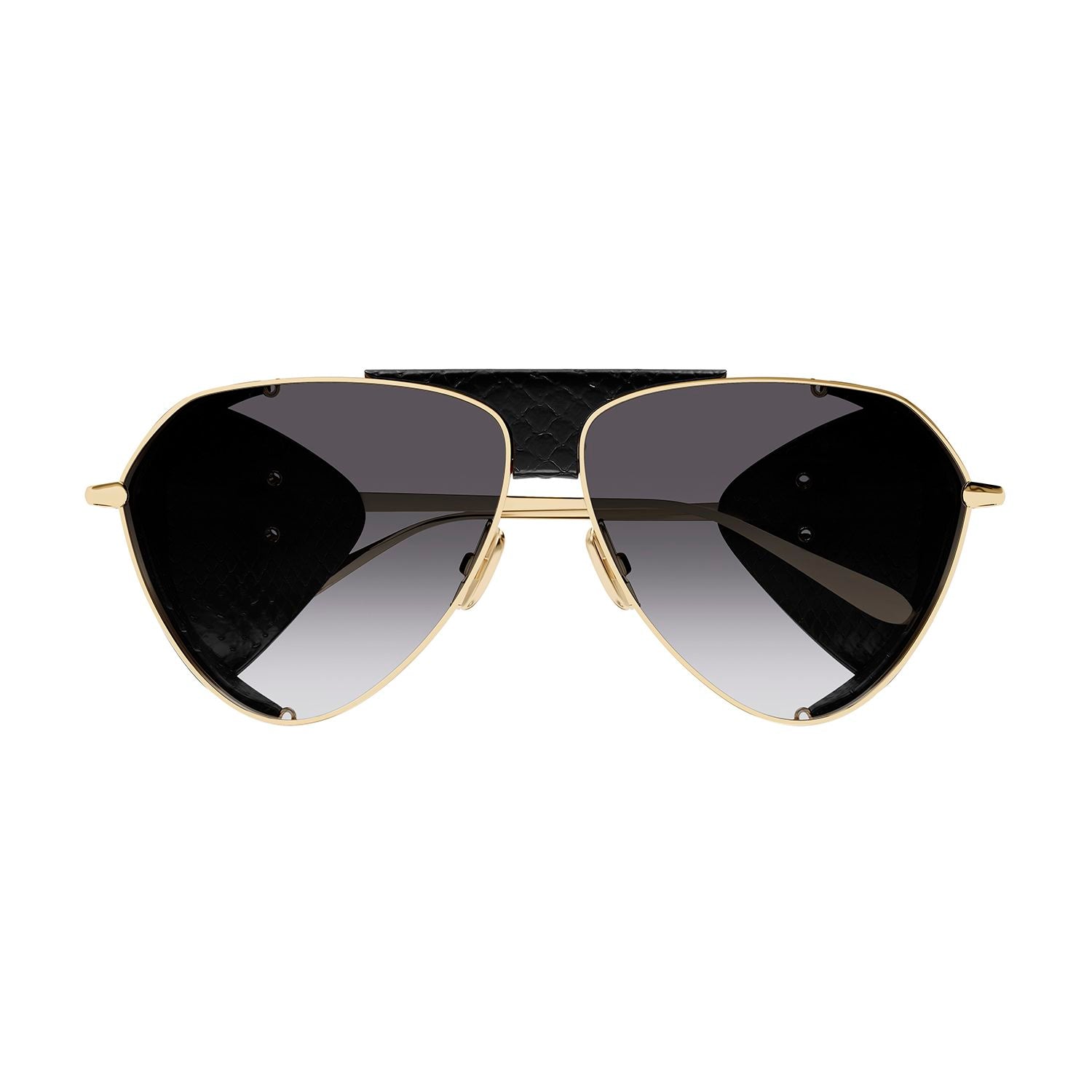 AA0067S Gold leather cover & bridge metal Sunglasses - Shiny Light Gold & Black Ayers